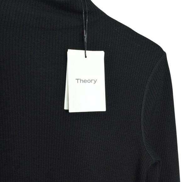 Theory Size S Mix‎ Media Long Sleeve Rib Sweater Dress Black Modest Professional - Picture 7 of 12